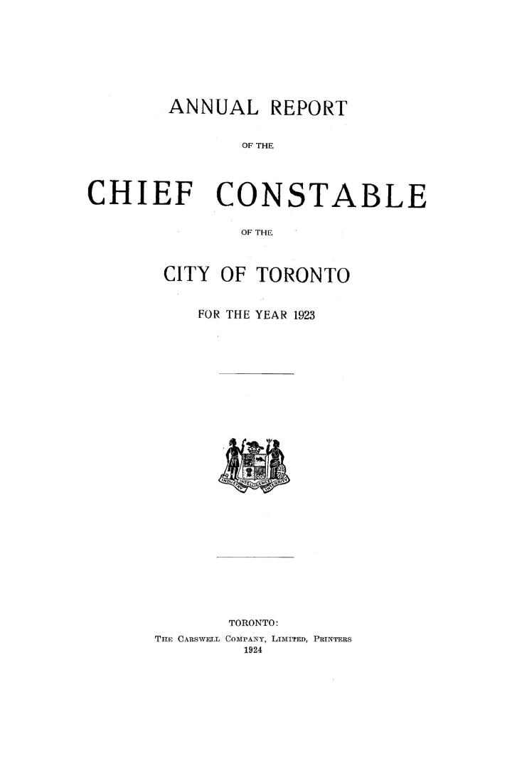 Annual report of the Toronto city constable 1923