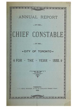 Annual report of the Toronto city constable 1888