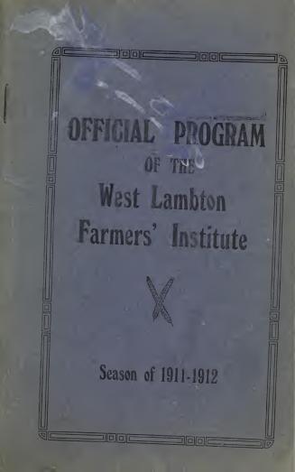 Official program of the West Lambton Farmers' Institute : season of 1911-1912