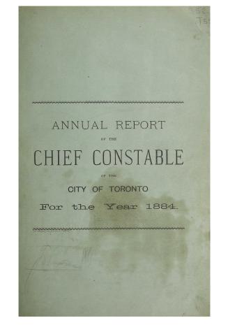 Annual report of the Toronto city constable 1884