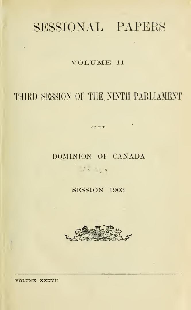 Sessional papers of the Dominion of Canada 1903