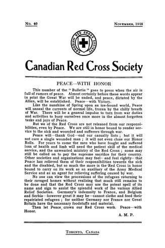 Bulletin Canadian Red Cross Society, number 40 (November, 1918)