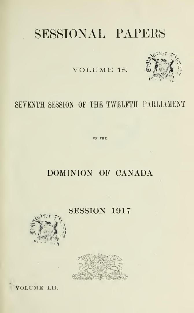 Sessional papers of the Dominion of Canada 1917