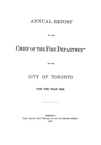 Annual report of the Chief of the fire department of the city of Toronto, 1897