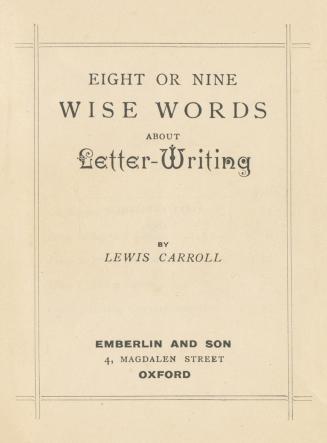 Eight or nine words about letter-writing
