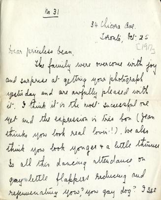 Letter with ''Doing her Bit'' sketch