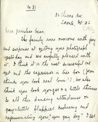 Letter with ''Doing her Bit'' sketch