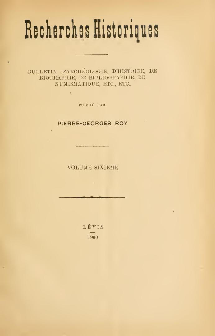 Recherches historiques
