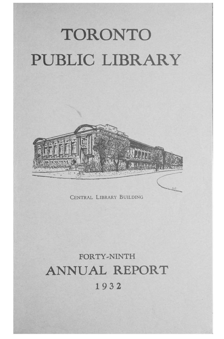 Toronto Public Library Board. Annual report 1932