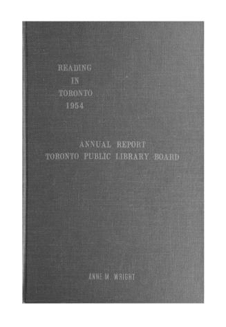 Toronto Public Library Board. Annual report 1954