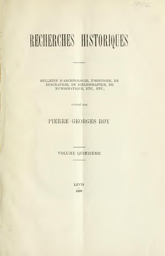Recherches historiques