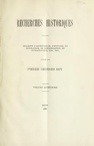 Recherches historiques