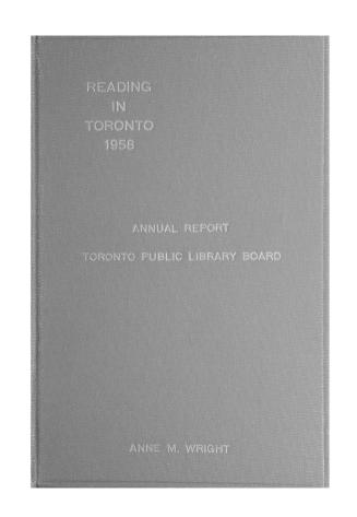 Toronto Public Library Board. Annual report 1958