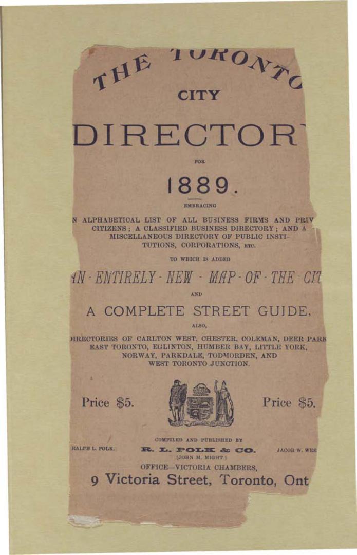 The Toronto city directory for 1889