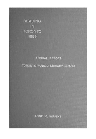 Toronto Public Library Board. Annual report 1959