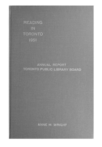 Toronto Public Library Board. Annual report 1951