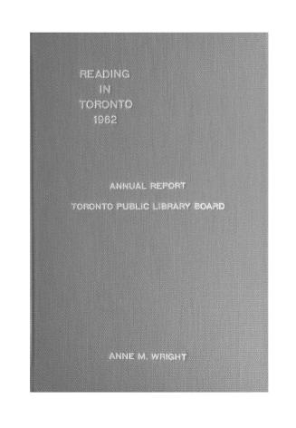Toronto Public Library Board. Annual report 1962