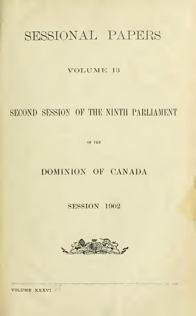 Sessional papers of the Dominion of Canada 1902