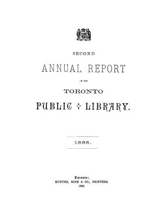 Toronto Public Library Board. Annual report 1885
