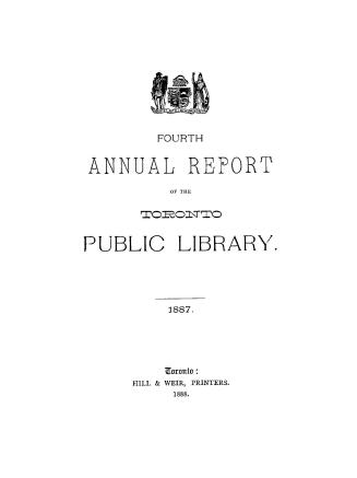 Toronto Public Library Board. Annual report 1887