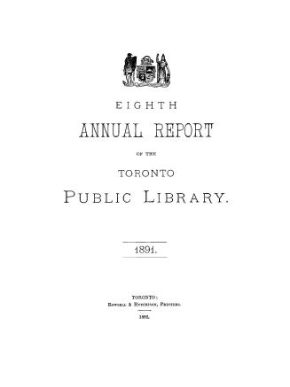 Toronto Public Library Board. Annual report 1891