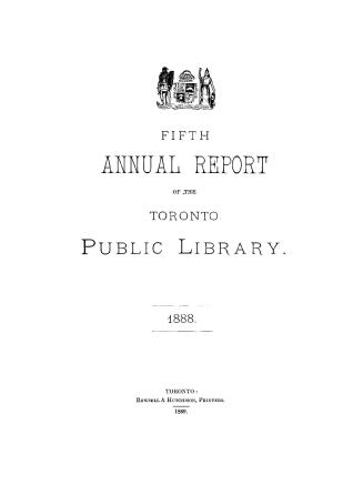 Toronto Public Library Board. Annual report 1888