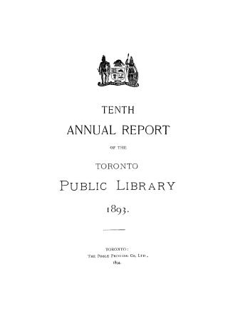 Toronto Public Library Board. Annual report 1893