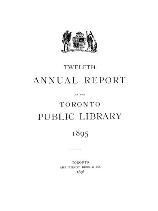 Toronto Public Library Board. Annual report 1895