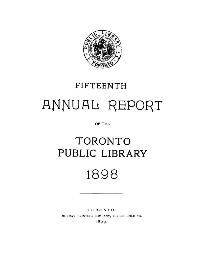 Toronto Public Library Board. Annual report 1898