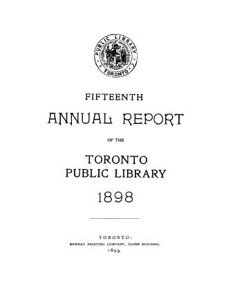 Toronto Public Library Board. Annual report 1898