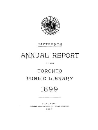 Toronto Public Library Board. Annual report 1899