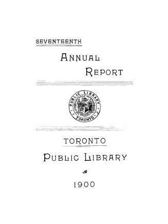 Toronto Public Library Board. Annual report 1900