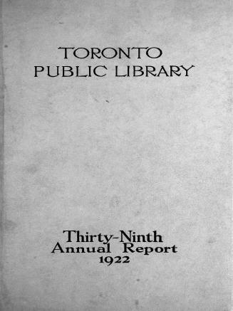 Toronto Public Library Board. Annual report 1922