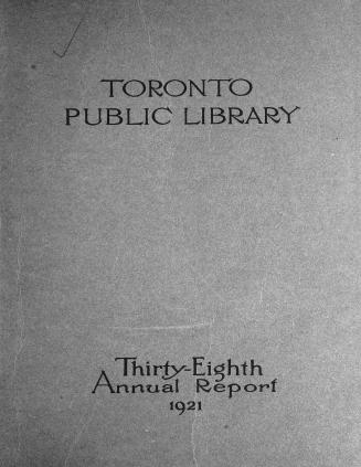 Toronto Public Library Board. Annual report 1921