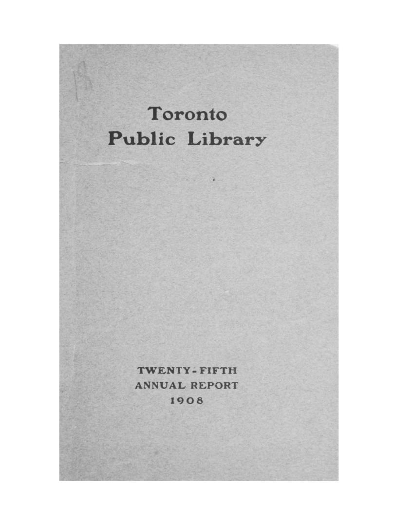 Toronto Public Library Board. Annual report 1908
