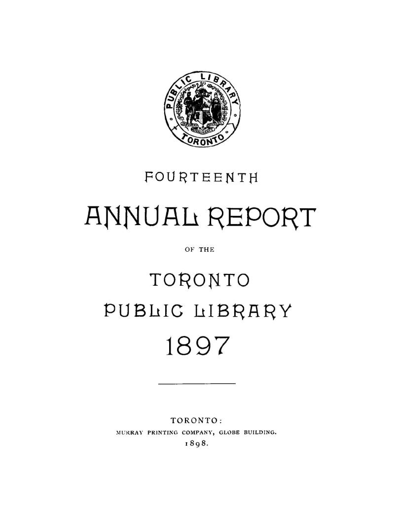 Toronto Public Library Board. Annual report 1897