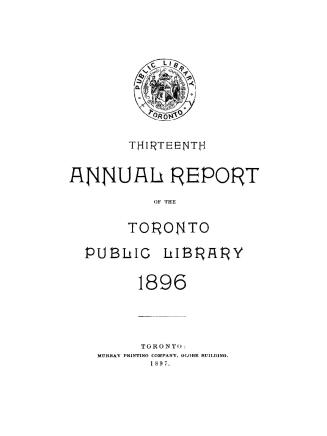 Toronto Public Library Board. Annual report 1896