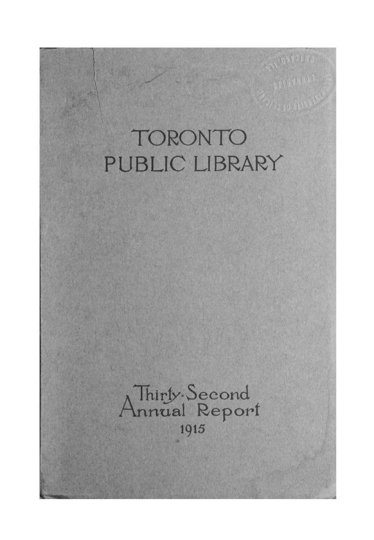 Toronto Public Library Board. Annual report 1915