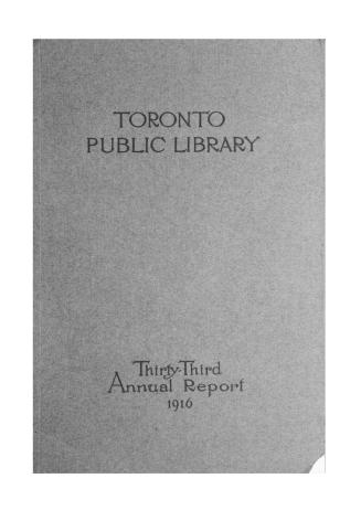 Toronto Public Library Board. Annual report 1916