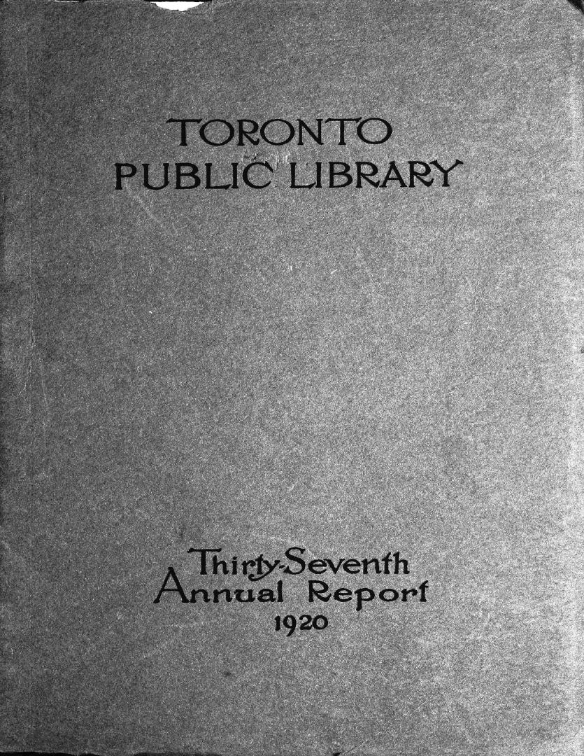 Toronto Public Library Board. Annual report 1920