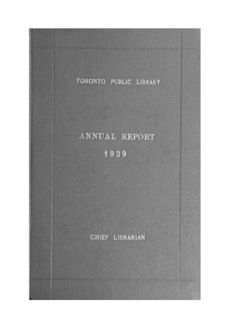 Toronto Public Library Board. Annual report 1929