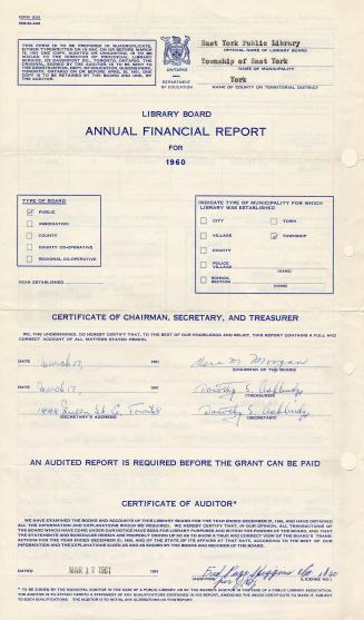 East York Public Library (Ont.). Annual report 1960
