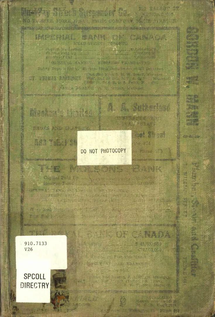 Vernon's City of St. Thomas, street, alphabetical, business and miscellaneous directory 1922