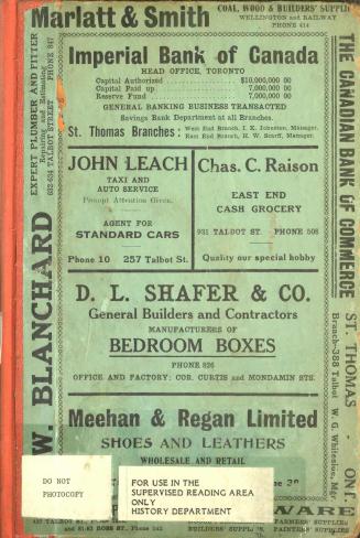 Vernon's City of St. Thomas, street, alphabetical, business and miscellaneous directory 1917