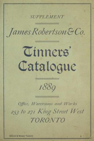 Tin ware and tinners' supplies : supplement [for] 1889