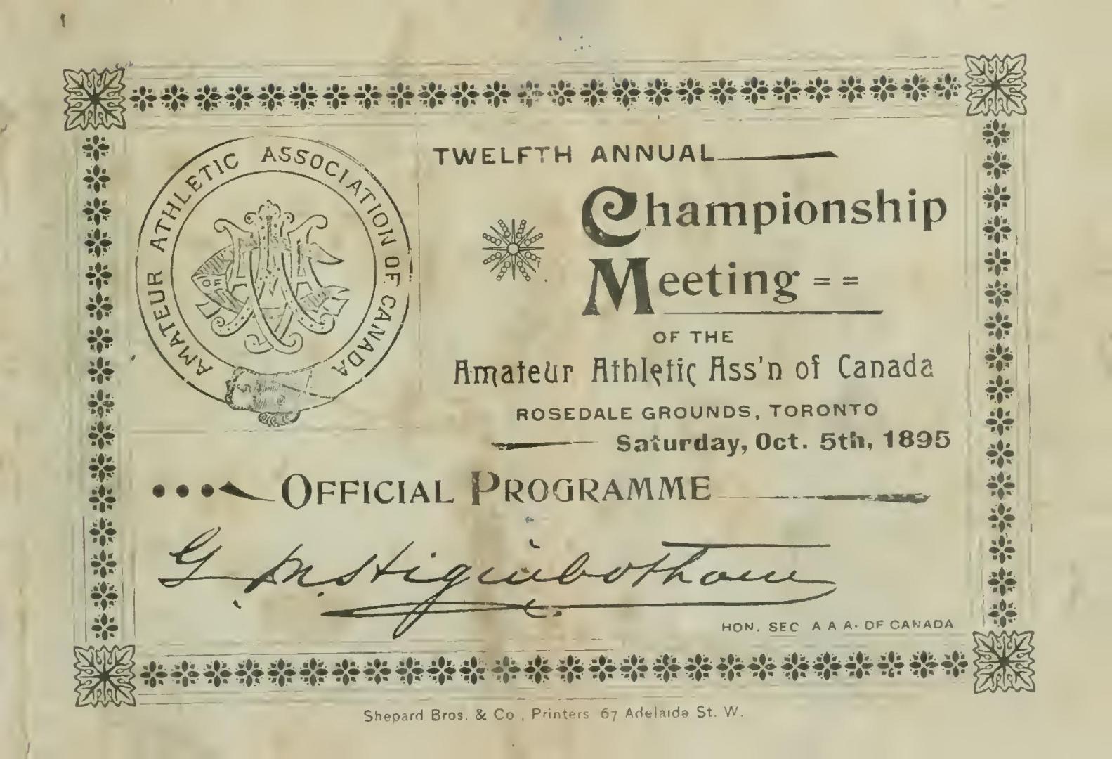 Twelfth annual championship meeting of the Amateur Athletic Ass'n of Canada