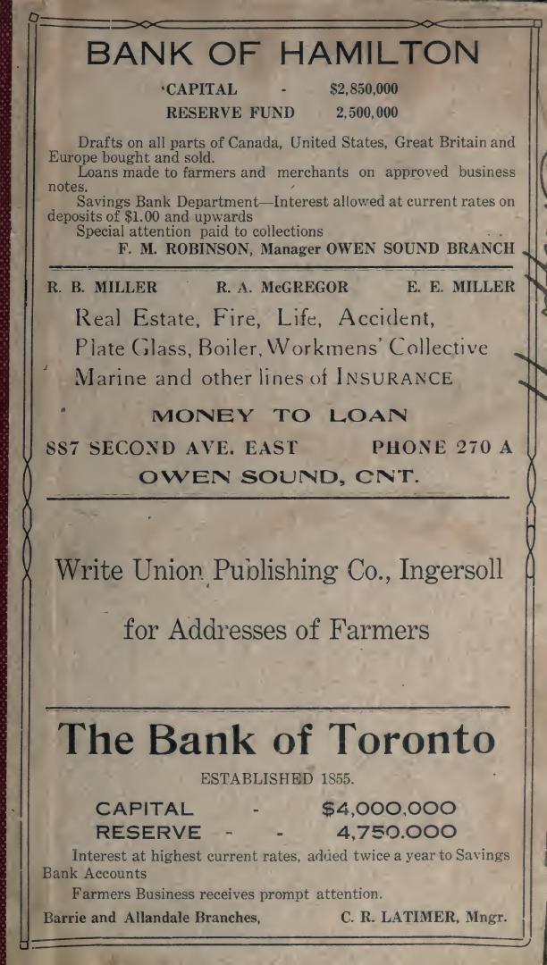 Union Publishing Co's farmers and business directory for the counties of Bruce, Grey and Simcoe