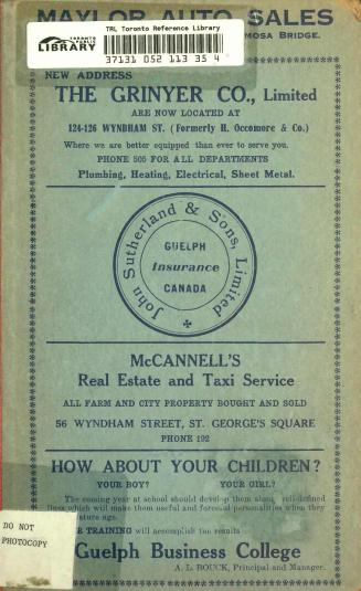 Vernon's city of Guelph street, alphabetical, business and miscellaneous directory