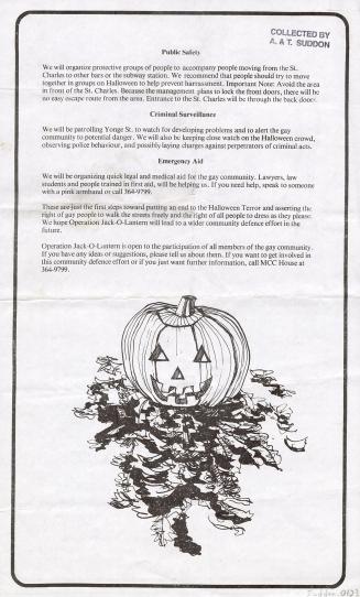 A poster featuring an illustrated carved pumpkin.