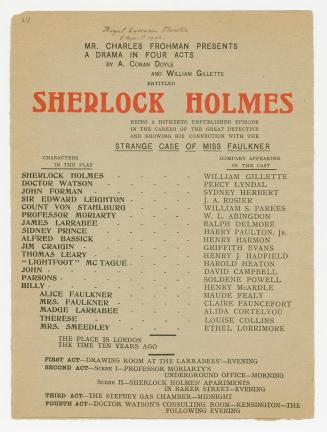 Sherlock Holmes, programme